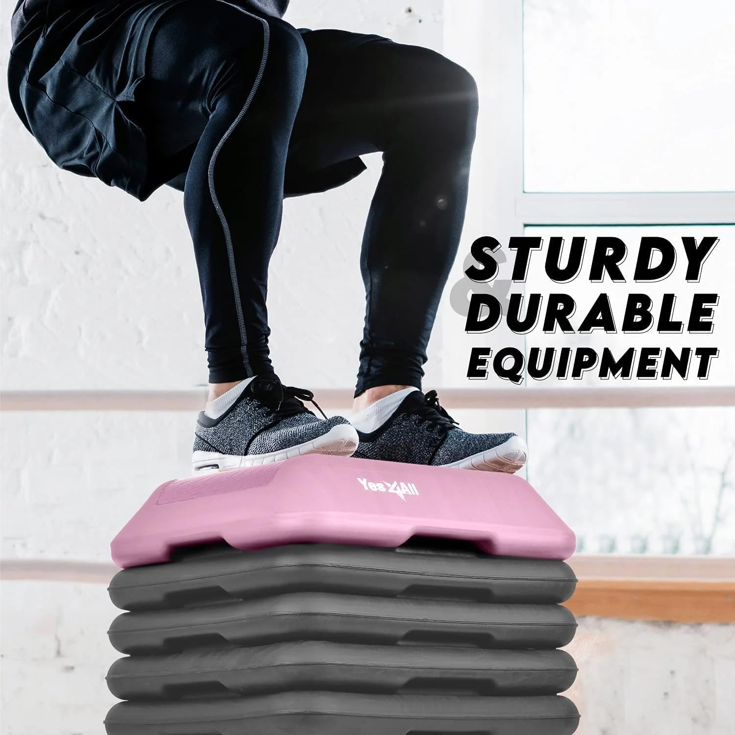 Detalle de Yes4All High Step Platform & Stackable Risers — Adjustable 2–12 Inch Height for Cardio & Aerobic Workouts