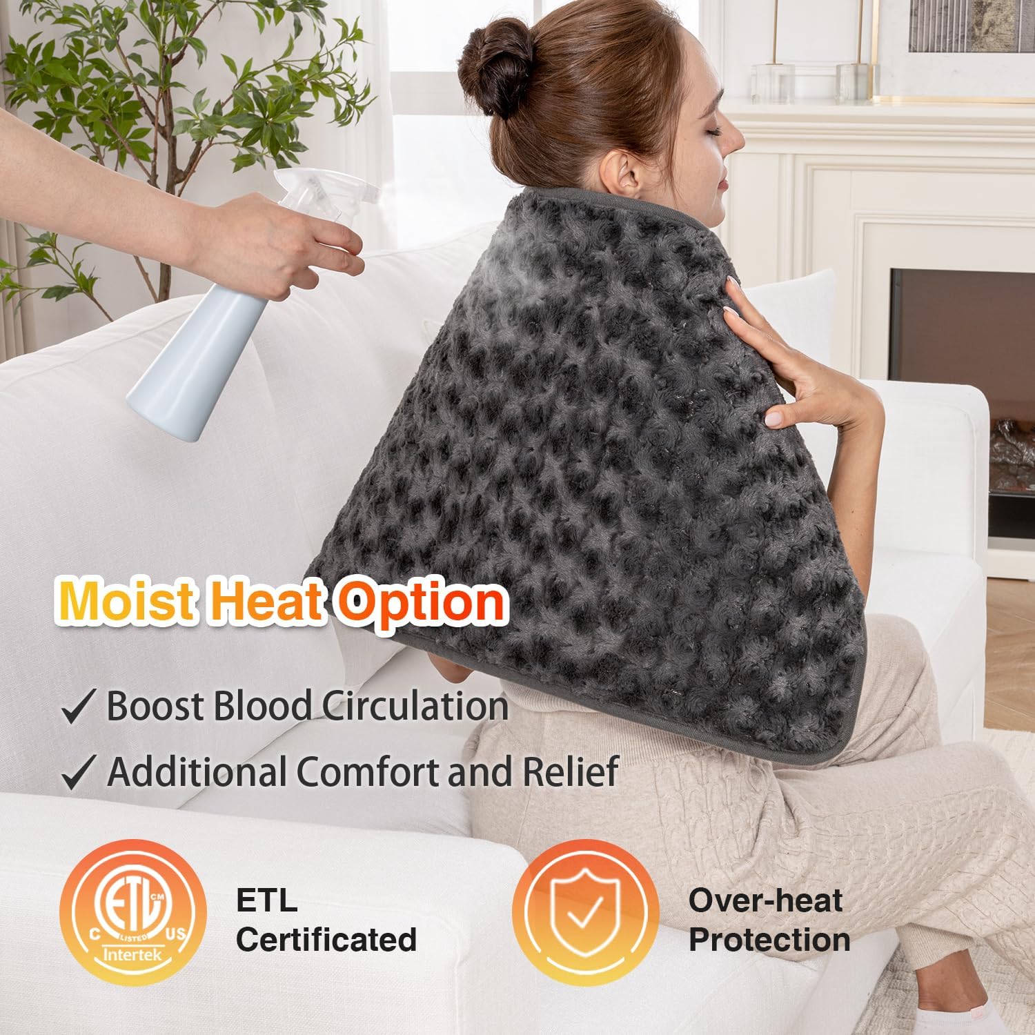 Detalle 1 de WOOMER HPU-004 Heating Pad, 17" x 33", 6 Heat Settings, Moist Heat