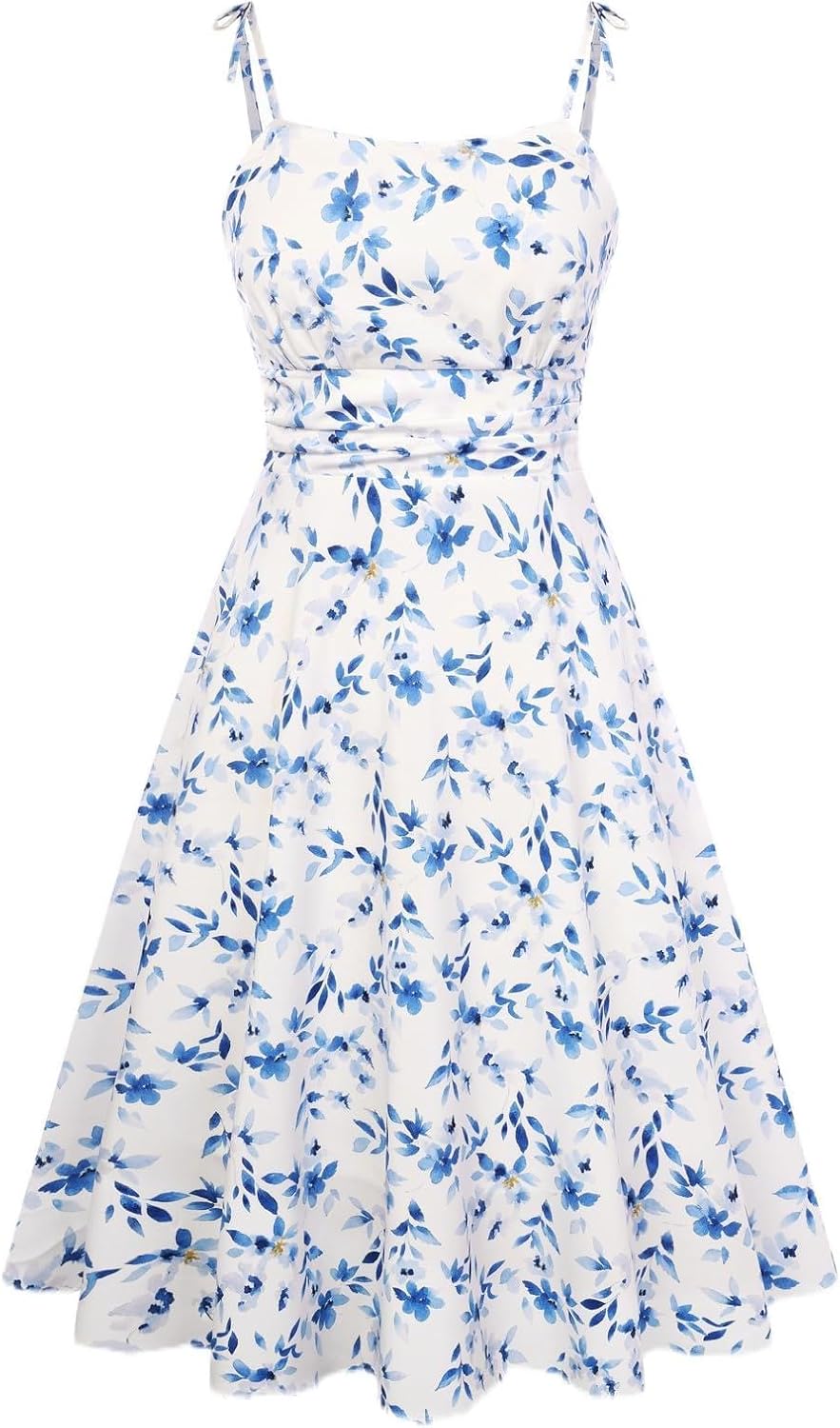 Thumbnail 6 de Robe d'été Belle Poque pour femme – Robe midi à bretelles spaghetti, ligne A, poches et doublure