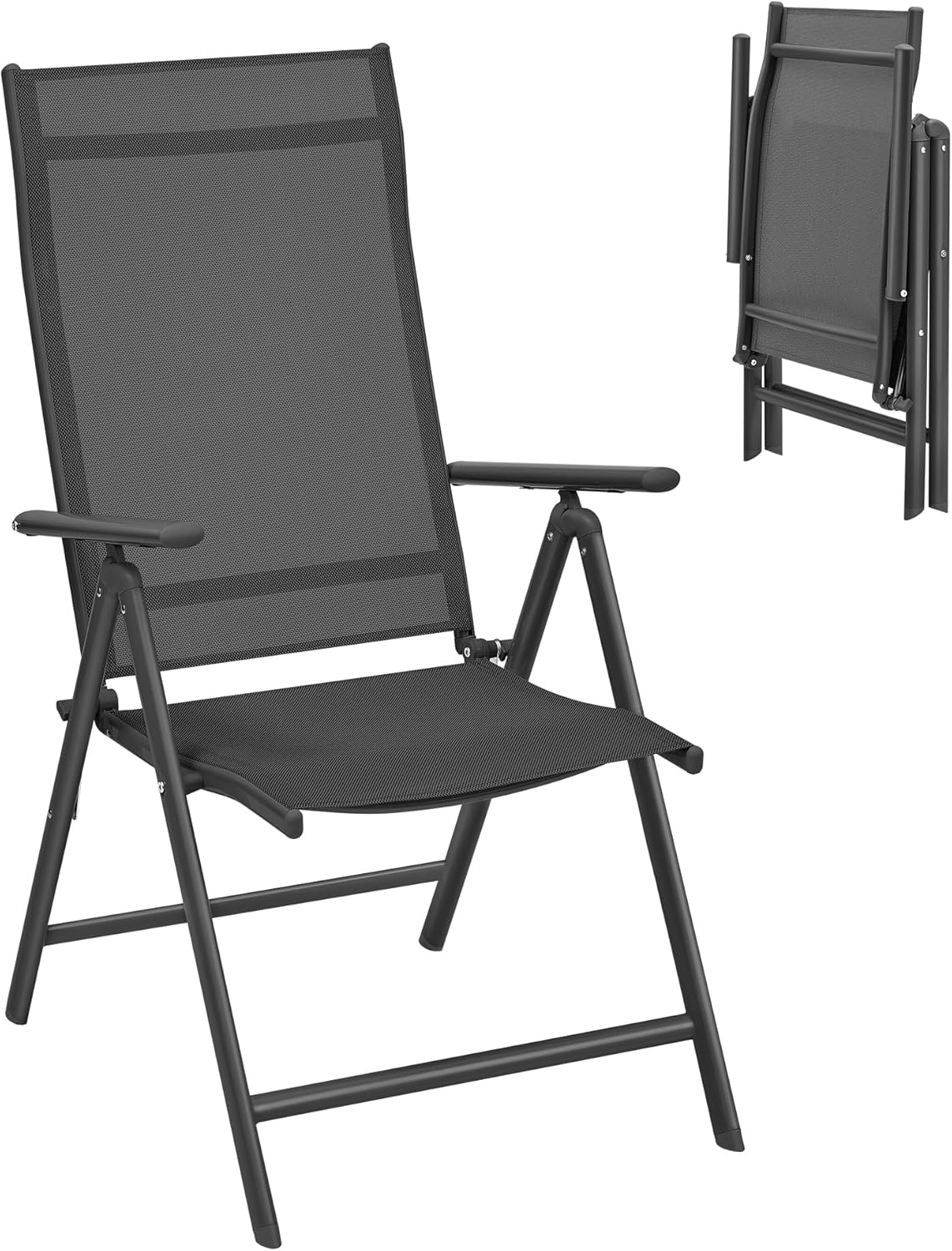 Thumbnail 6 de SONGMICS Chaise de jardin pliable à dossier réglable 8 positions (jusqu’à 150 kg) Gris GCB02GY