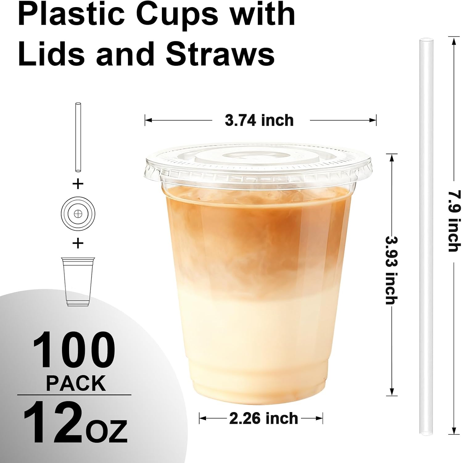 Detalle de Lamosi Disposable Plastic Cups, 12 oz