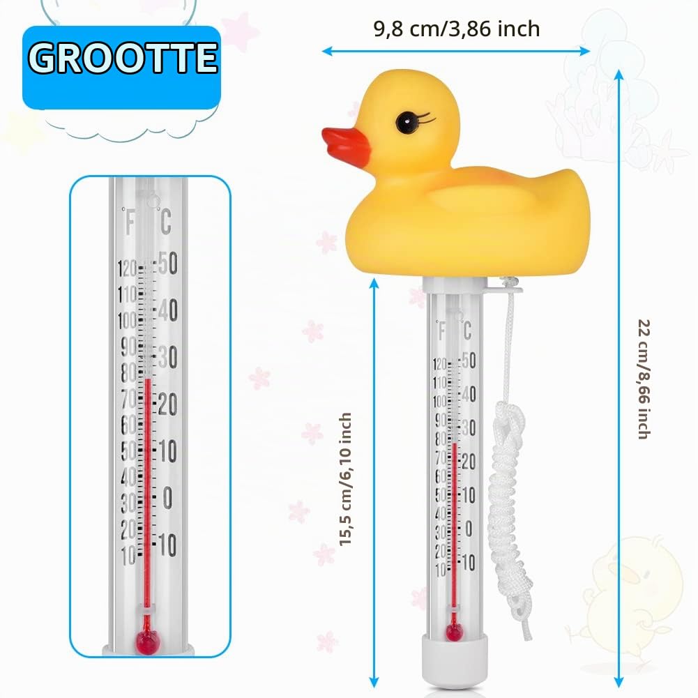 Thumbnail 1 de OFFCUP Duckling drijvende zwembadthermometer met digitaal display, gele eend