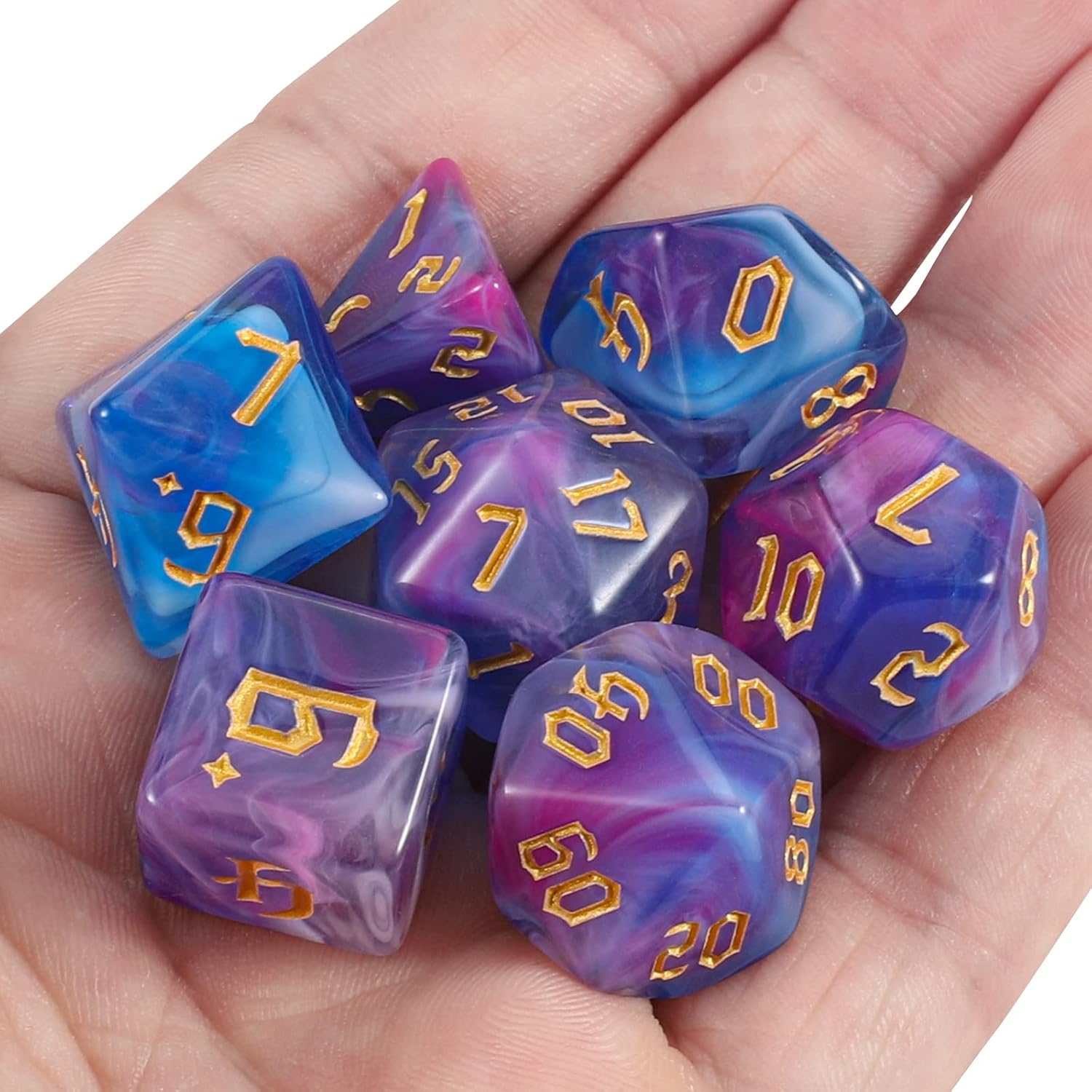Thumbnail 6 de QMAY DND Dice Set a 7 pezzi – dadi poliedrici acrilico per D&D, MTG e RPG
