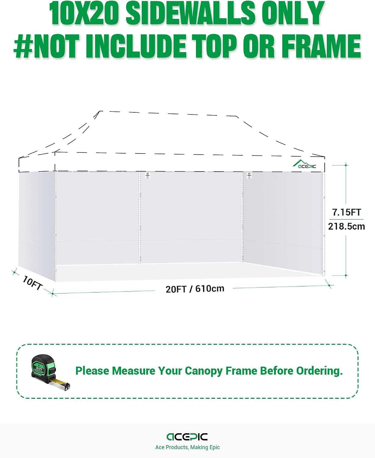 Detalle de ACEPIC Canopy Sidewalls, 10x20ft
