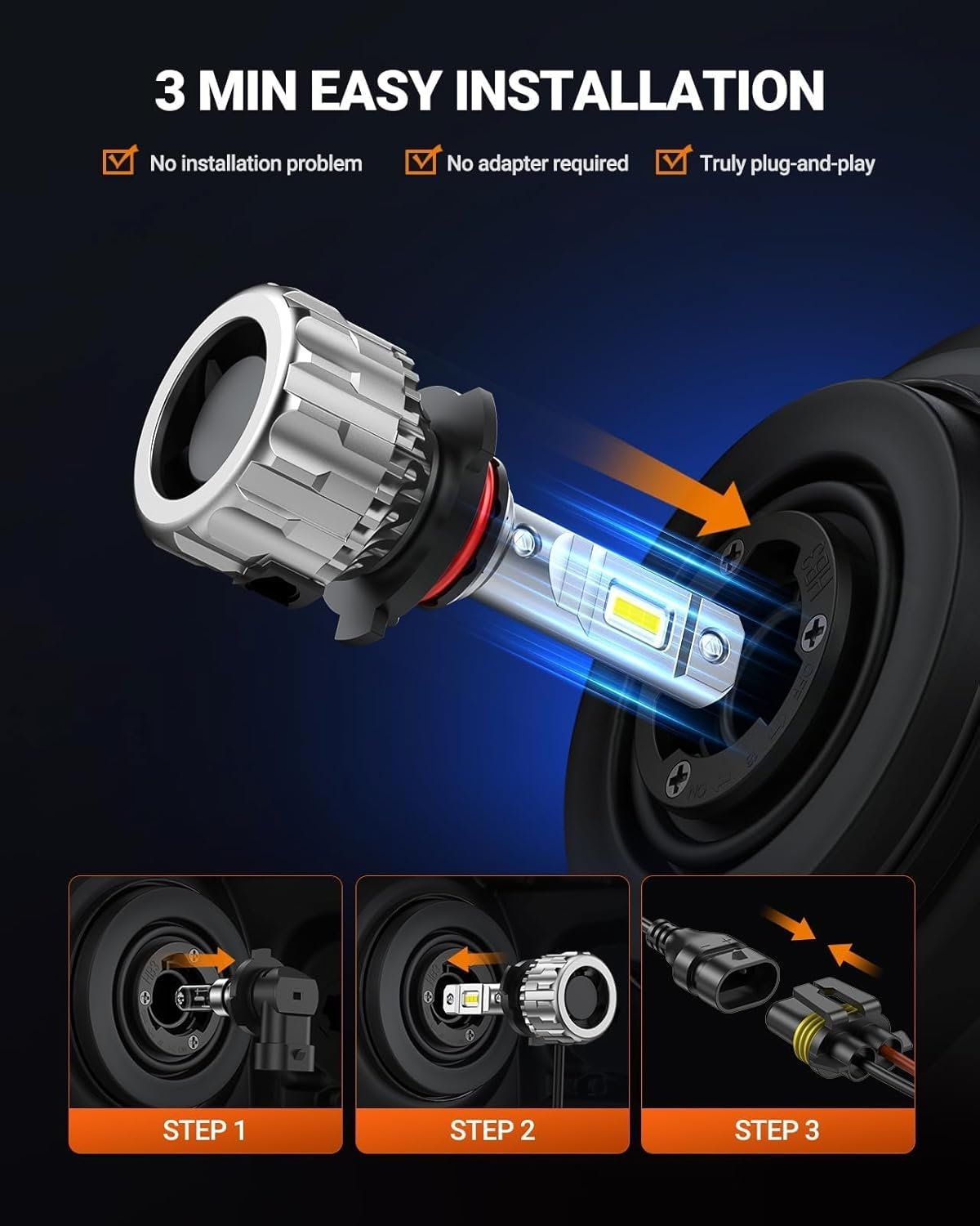 Detalle de SEALIGHT 9005 LED per fendinebbia/HB3, 6.500K e ventilatore 15.000 RPM (confezione da 2)