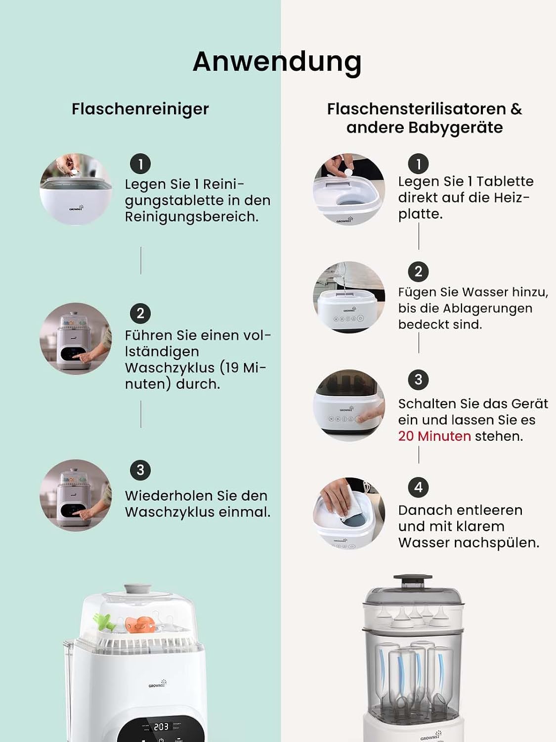 Thumbnail 2 de GROWNSY Entkalkungstabletten für Babygeräte (24 Stück) – kompatibel mit Momcozy & Baby Brezza