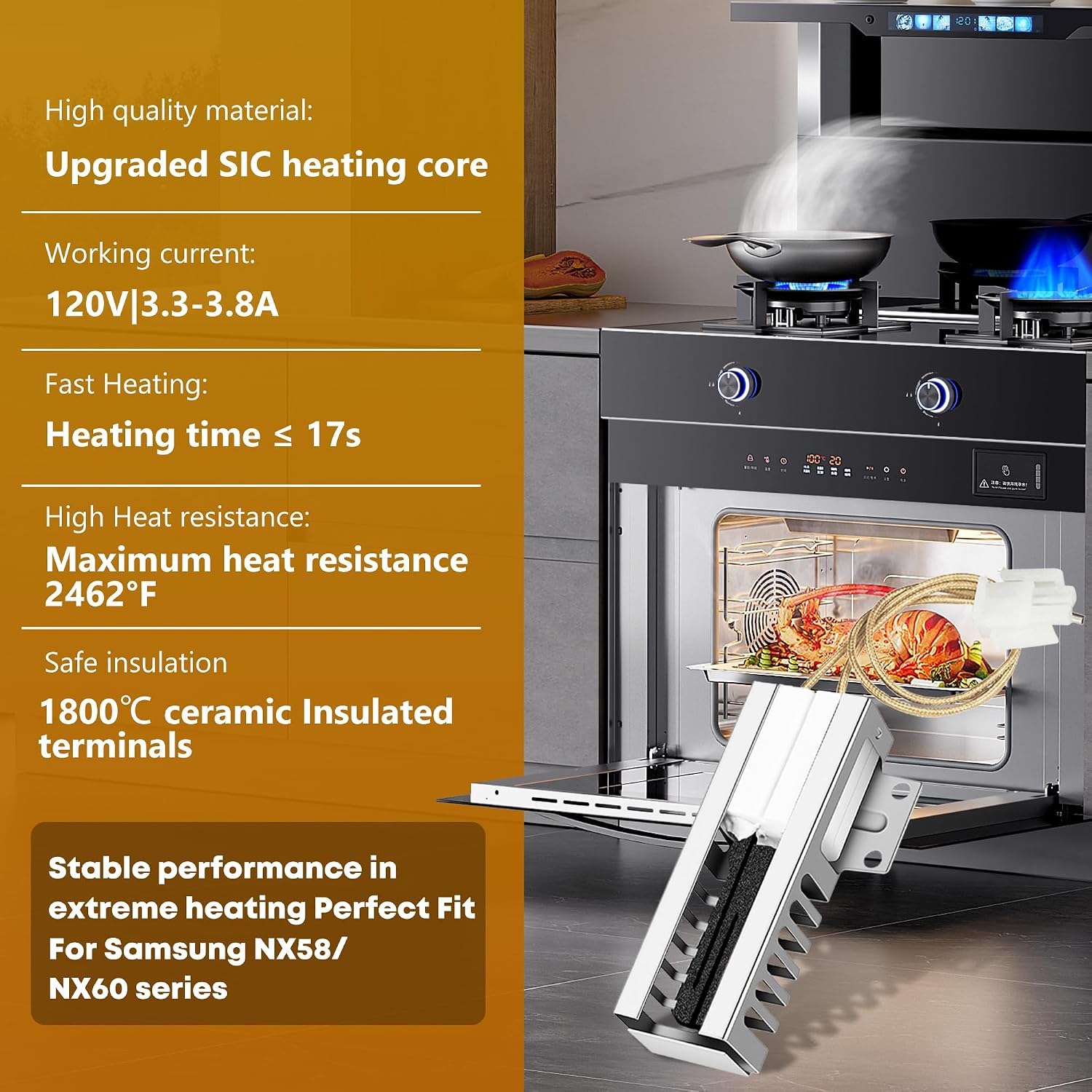 Thumbnail 6 de Vypart DG94-00520A Gas Range Oven Igniter with Connector and Ceramic Nuts