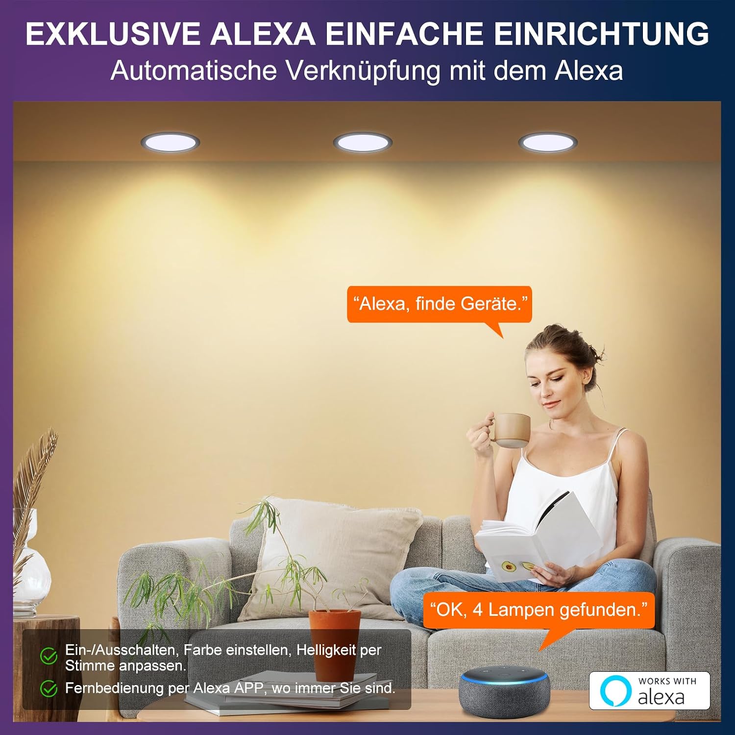 Detalle de DUSKTEC LED Spots 230V 10W Einbaustrahler