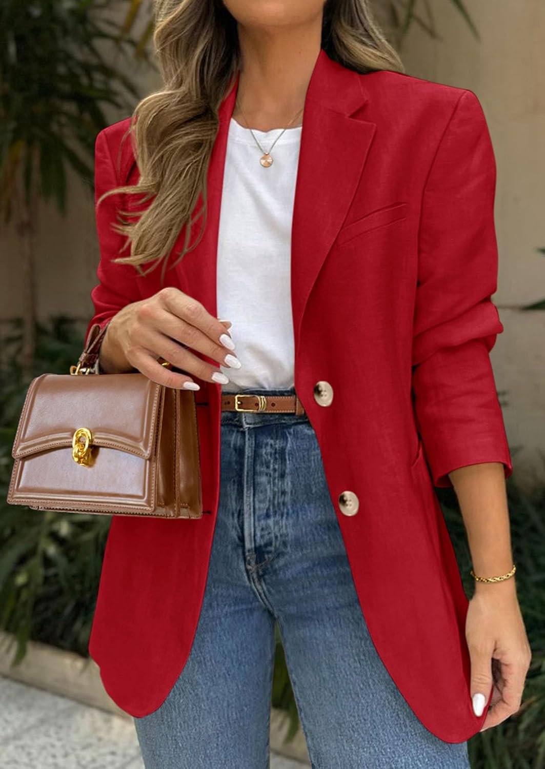 Detalle 2 de PRETTYGARDEN Women's Blazer with Long Sleeves, Notched Lapel and Pockets