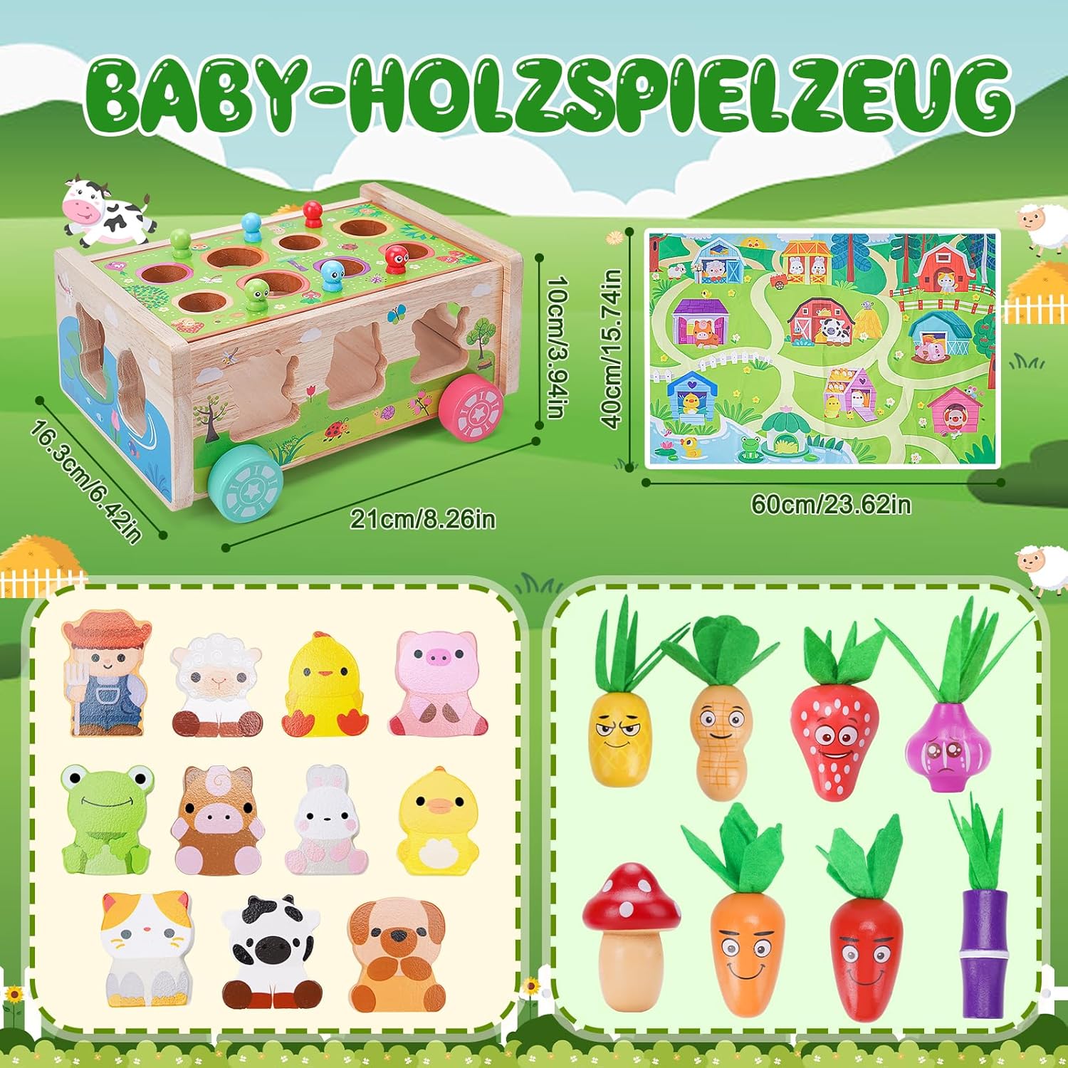 Detalle 2 de KMTJT Montessori Holzspielzeug 7‑in‑1 Steckspielzeug