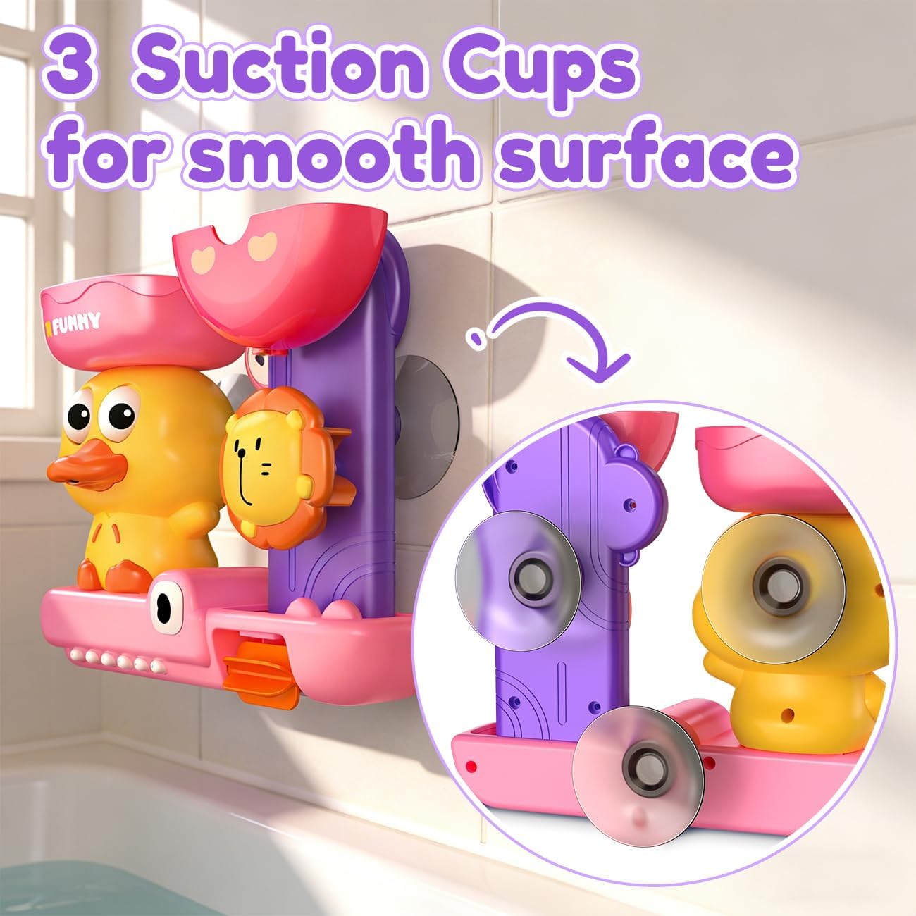 Thumbnail 3 de Bath Toys for Kids Ages 1-3: Adorable Pink Water Play Set with Suction Cups