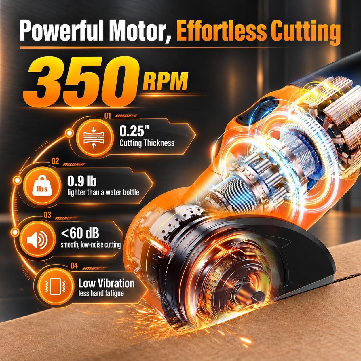 Detalle de Electric cardboard cutter with 2500mAh battery