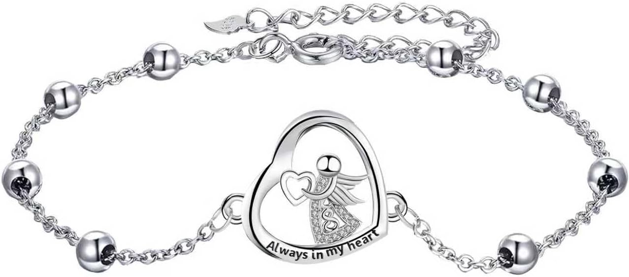 Detalle de J.MUEN Damen Armband 925er Silber Tiermotiv – Silbernes Engelsanhänger-Armband mit Geschenkbox