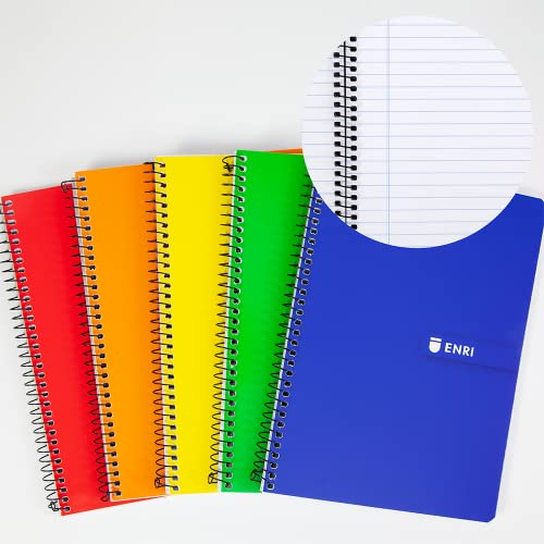 Detalle 2 de Enri Cuadernos A4 Rayas, 80 Hojas, Pack 5 Libretas, Tapa Blanda (Colores Surtidos)