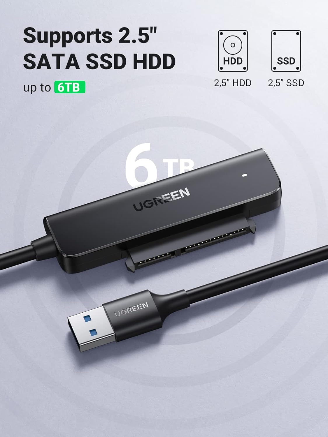 Thumbnail 3 de UGREEN USB 3.0 to SATA Adapter (2.5in HDD/SSD Reader) with UASP & TRIM