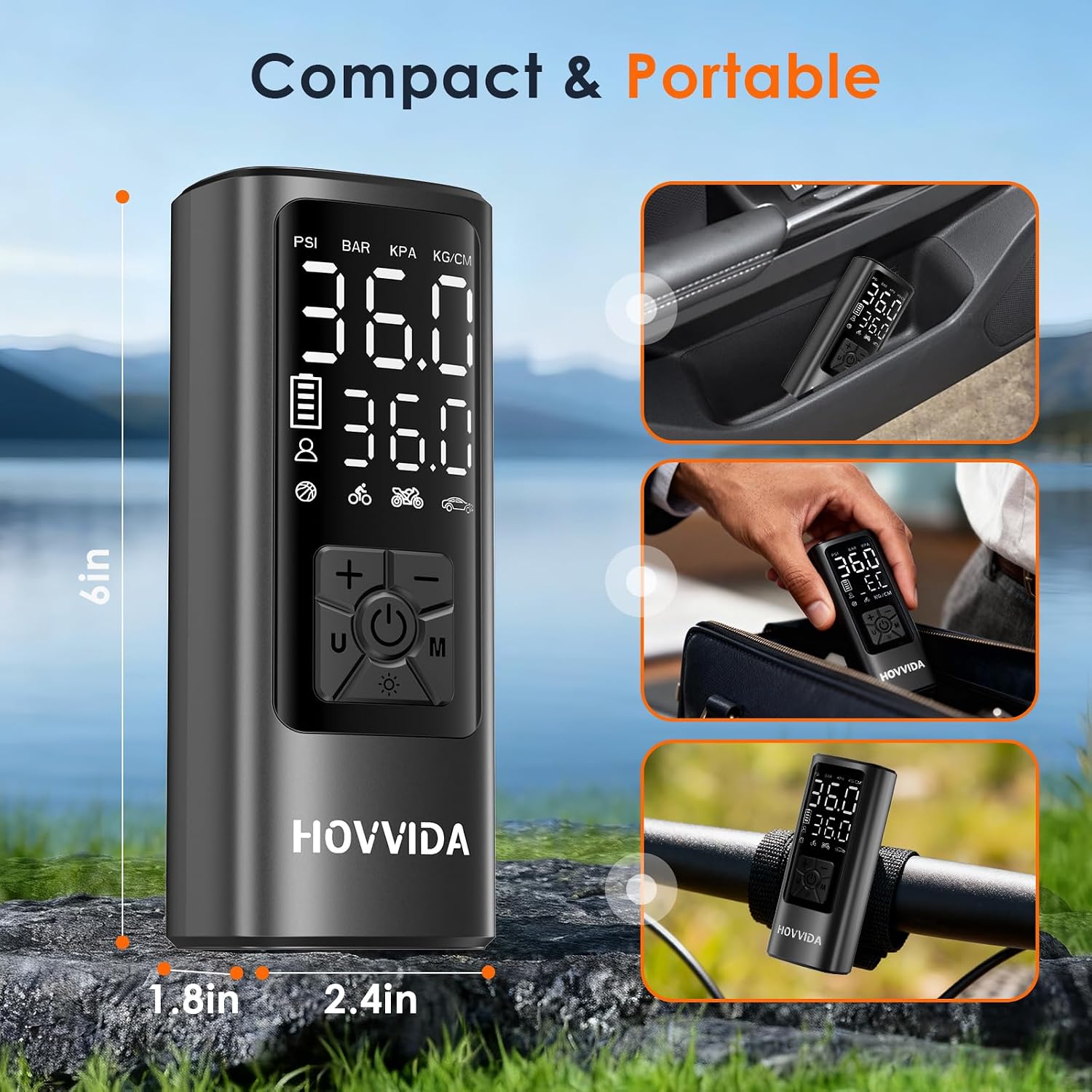 Thumbnail 3 de HOVVIDA Tyre Inflator 5200 mAh Portable Compressor