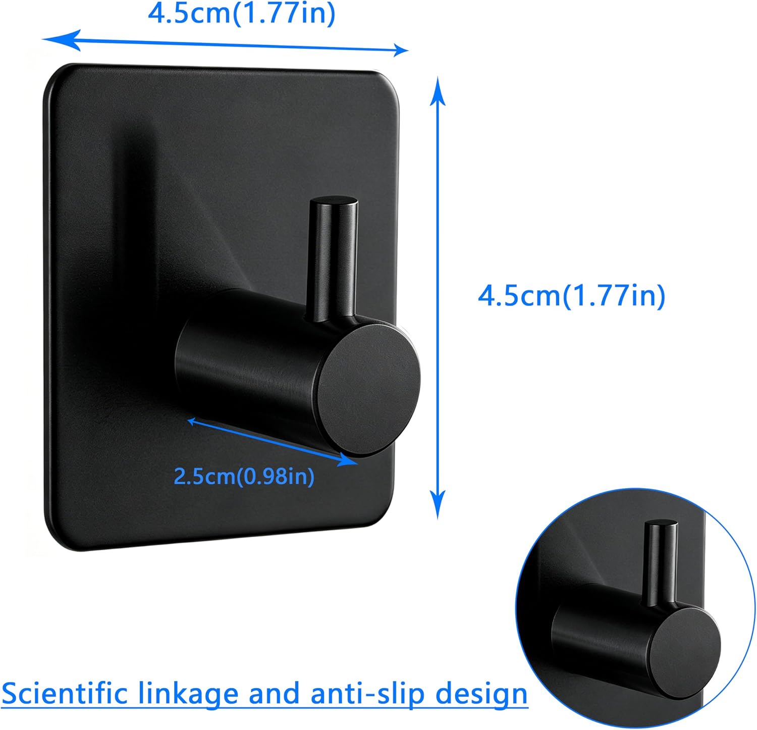 Thumbnail 1 de AITODOS TA GG-B-4 Self-Adhesive Hooks, Black Stainless Steel, 4-Pack