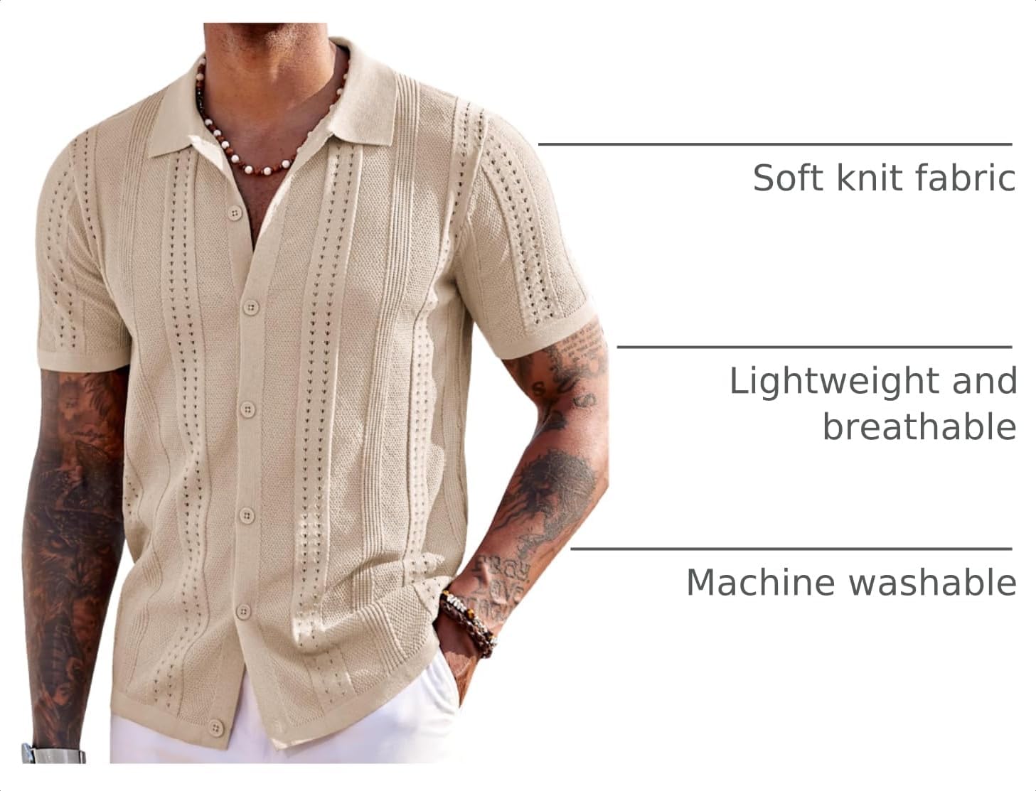 Thumbnail 3 de COOFANDY Men's Knit Short Sleeve Polo shirt