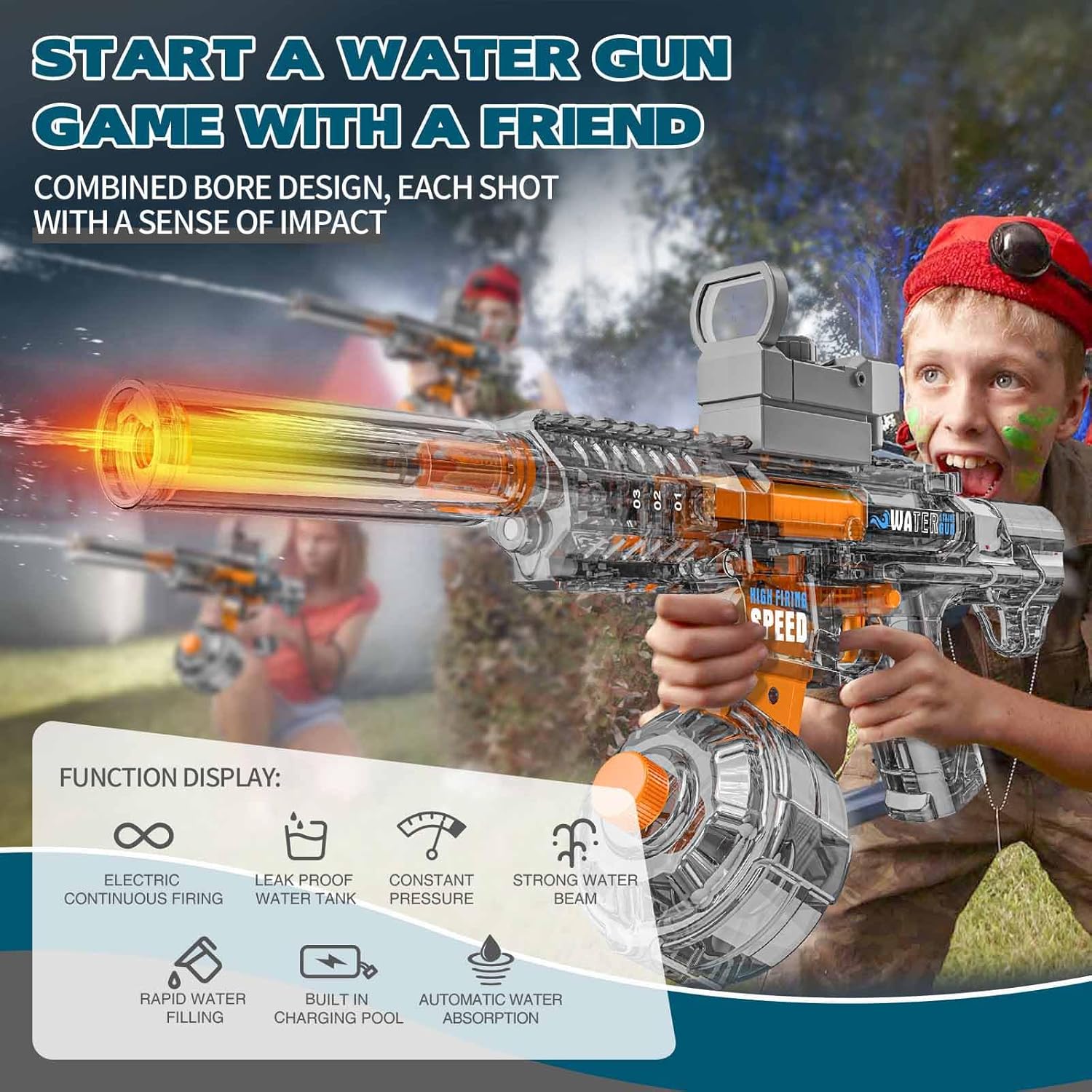 Thumbnail 1 de New Electric Water Gun for Adults and Kids with LED Lights — Ultra-Long Range, Large Capacity