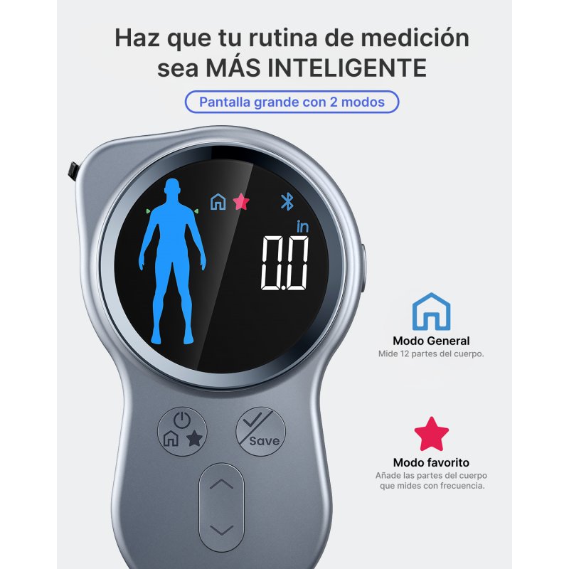 Thumbnail 1 de Cinta métrica Renpho R-Y002 Inteligente+ Gris con pantalla LED y app Health