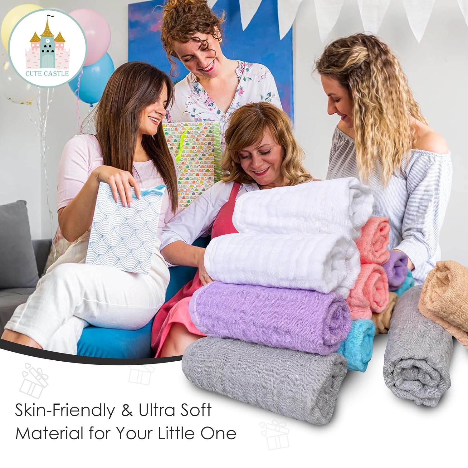 Thumbnail 6 de Cute Castle Muslin Baby Washcloths, 12-Pack
