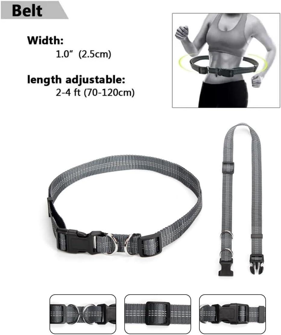 Detalle de Hurluksi Hand Free Dog Waist Lead with Retractable Bungee ๐