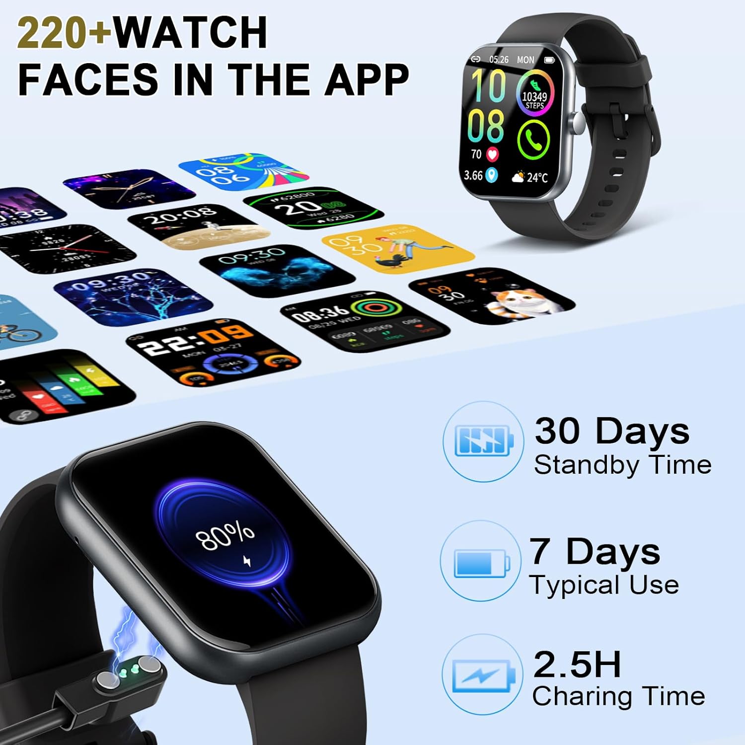 Thumbnail 3 de Smartwatch Herren Damen 1,96" HD Touch Fitnessuhr mit Telefonfunktion – 113+ Sportmodi, Schlafmonitor, IP68