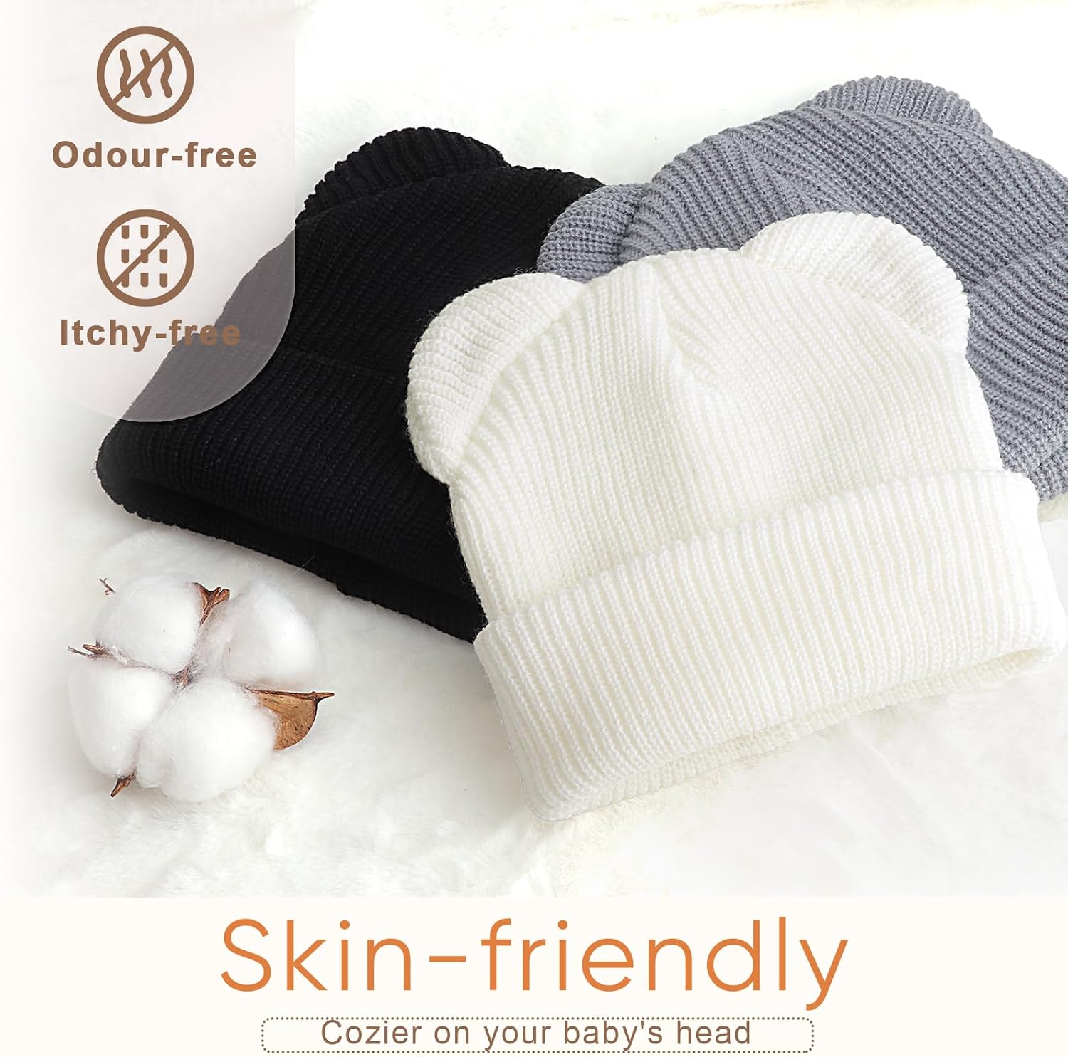 Thumbnail 1 de DRESHOW Toddler Beanie Baby Winter Hat with Bear Ears (Acrylic, Double Layer) for 0–24 Months