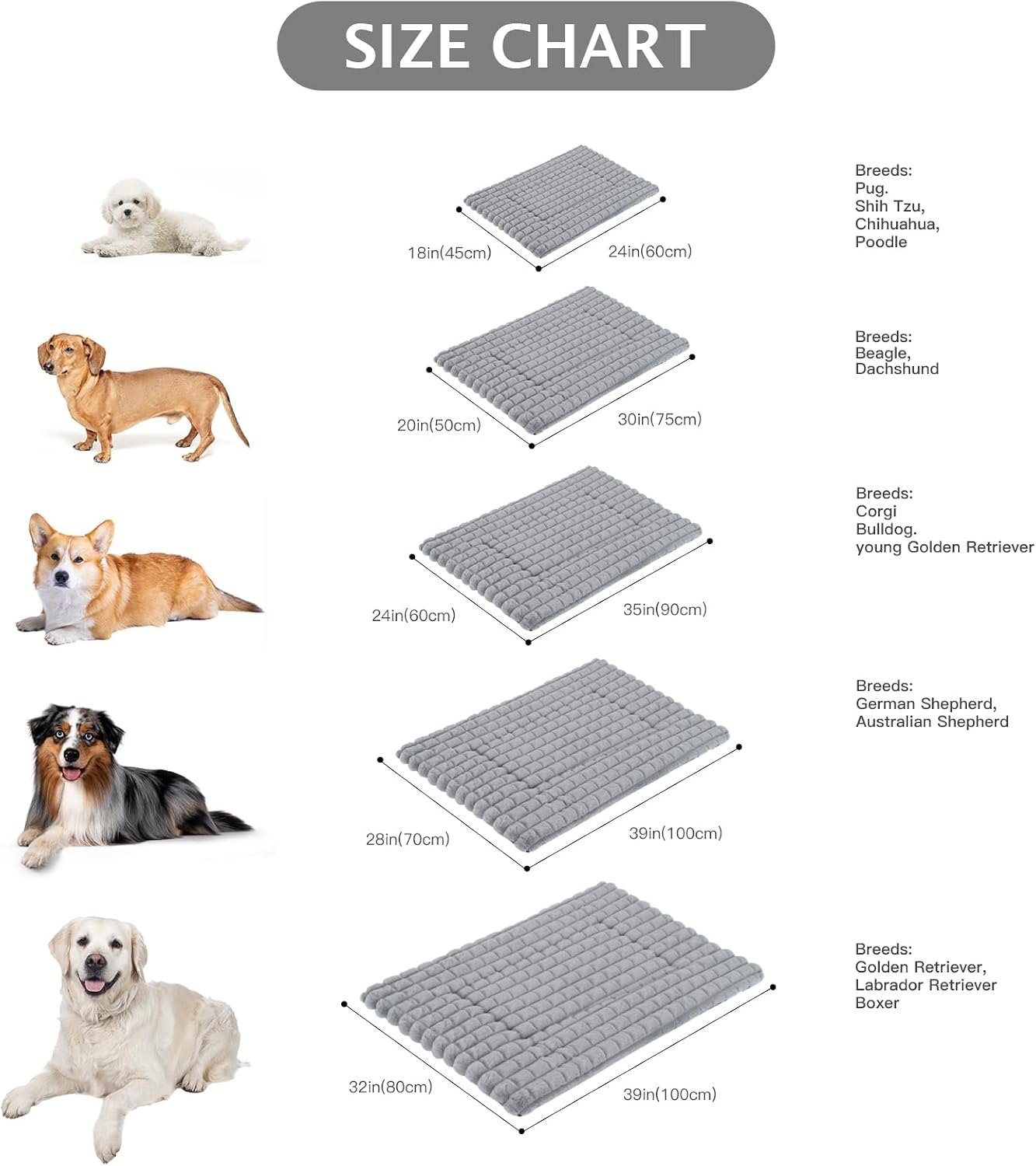 Thumbnail 6 de BVAGSS Dog Bed Washable Crate Mattress – Memory Foam, Anti-Slip, Grey (75x50cm)