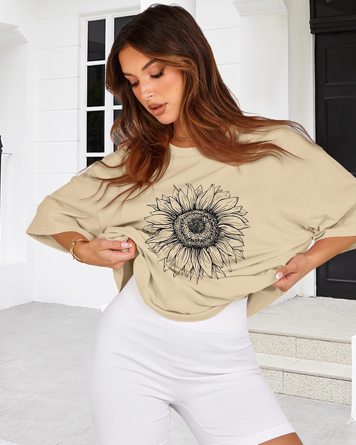 Detalle 2 de Womens Oversized Tshirt Loose Fit Short Sleeve