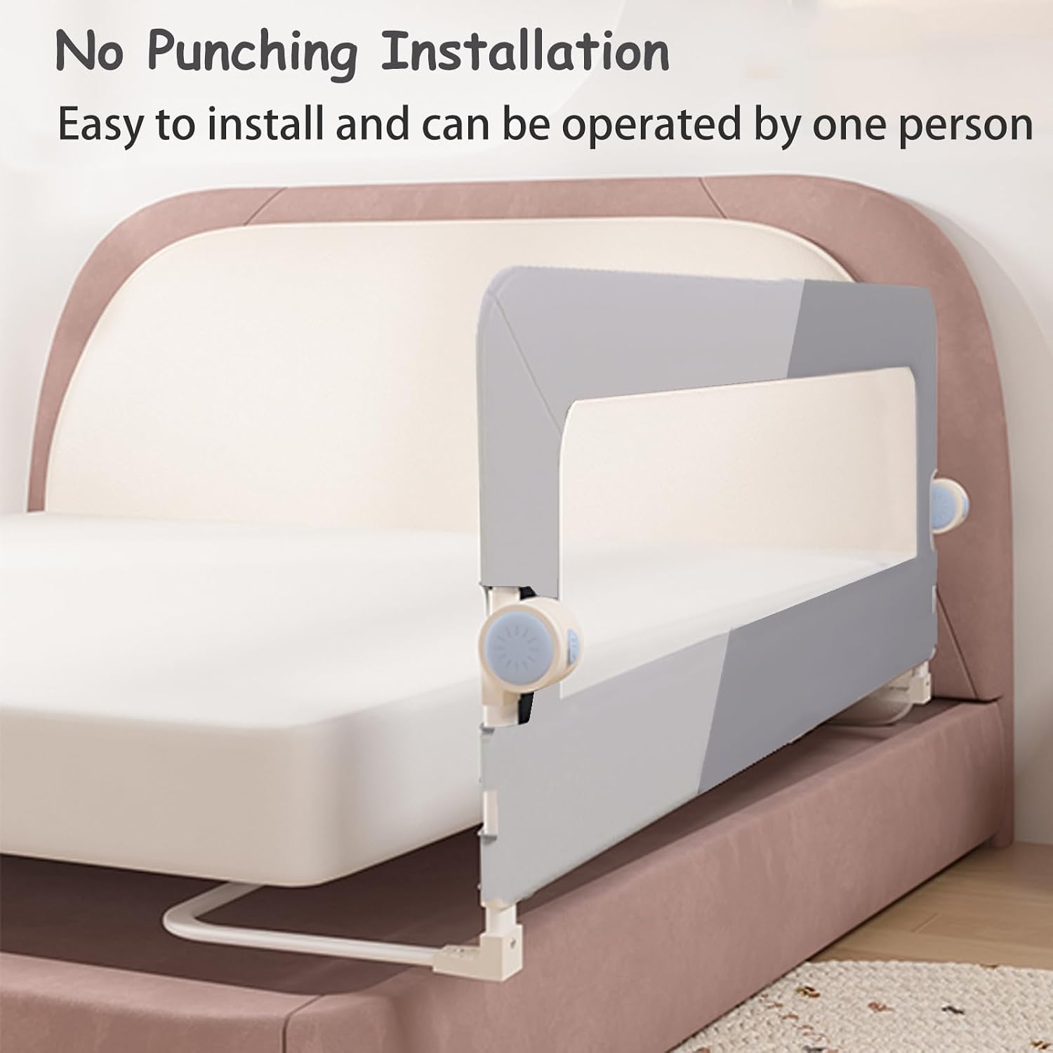 Thumbnail 3 de EAQ BEDRAIL Foldable Toddler Bed Rail, Adjustable Height, Grey Alloy Steel