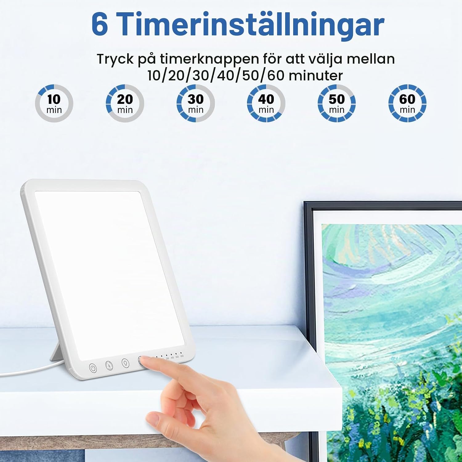 Detalle 2 de OHFAMO ljusterapilampa med 10 000 lux, tre färgtemperaturer och timer