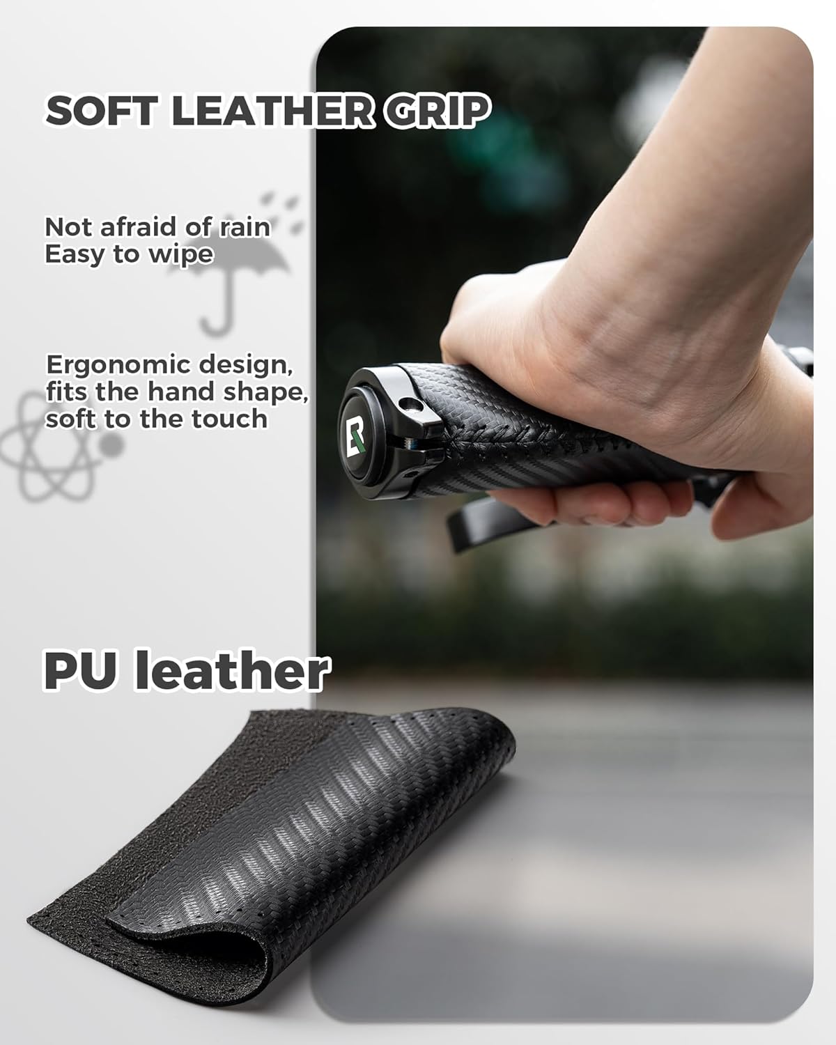 Thumbnail 2 de ROCKBROS Manopole per bicicletta ergonomiche antiscivolo con chiusura in alluminio, per manubrio da 22 mm, nero