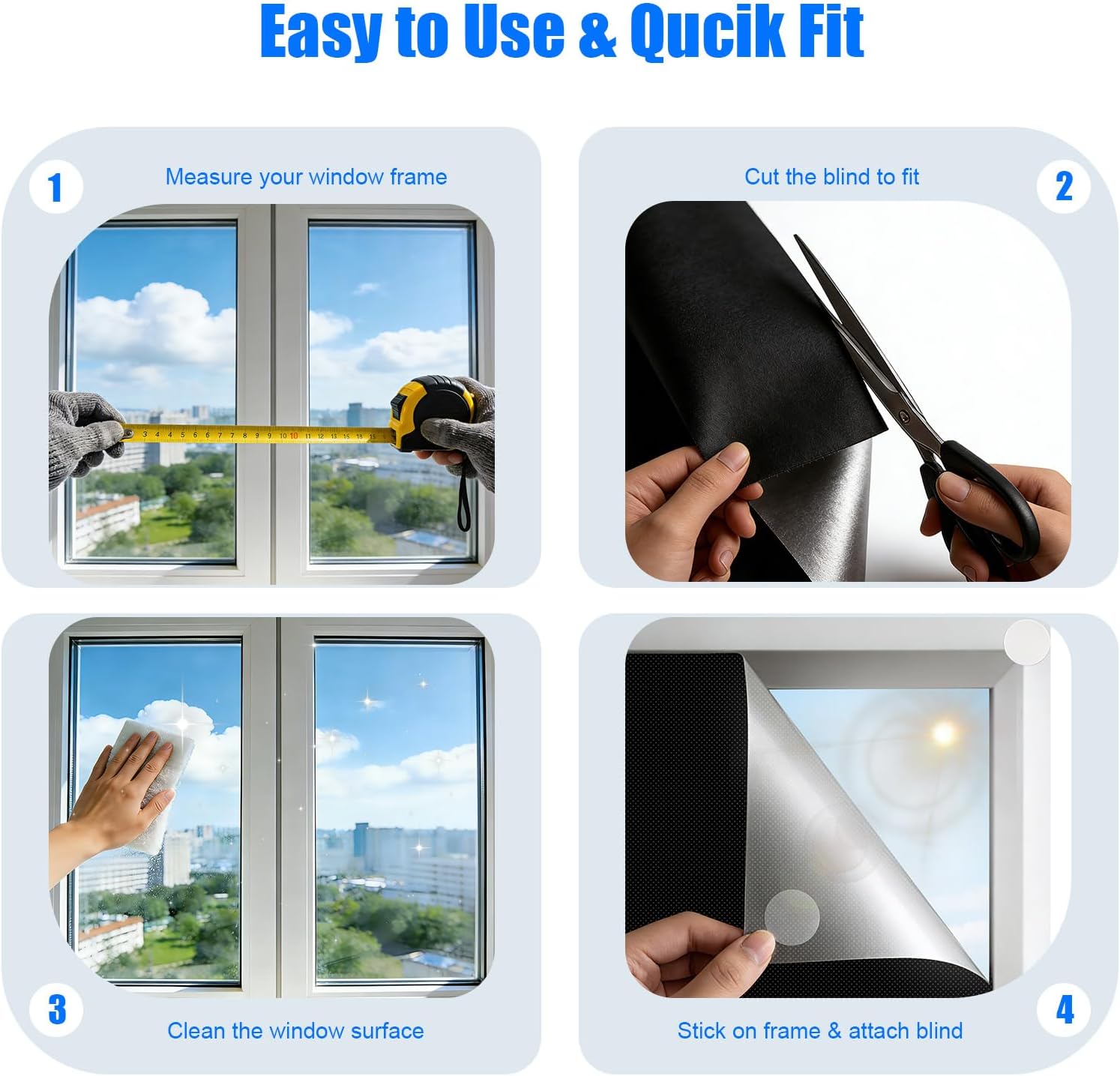 Thumbnail 3 de Bszatan Blackout Blind, 300 x 145 cm – Temporary No- Drill Privacy & Sleep Shade