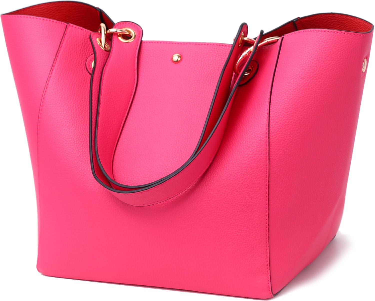 Detalle de sqlp Taschen Damen Leder Groß Shopper – PU-Lerntasche mit rotem Innenfutter, 28×21×29 cm, Paris-Design