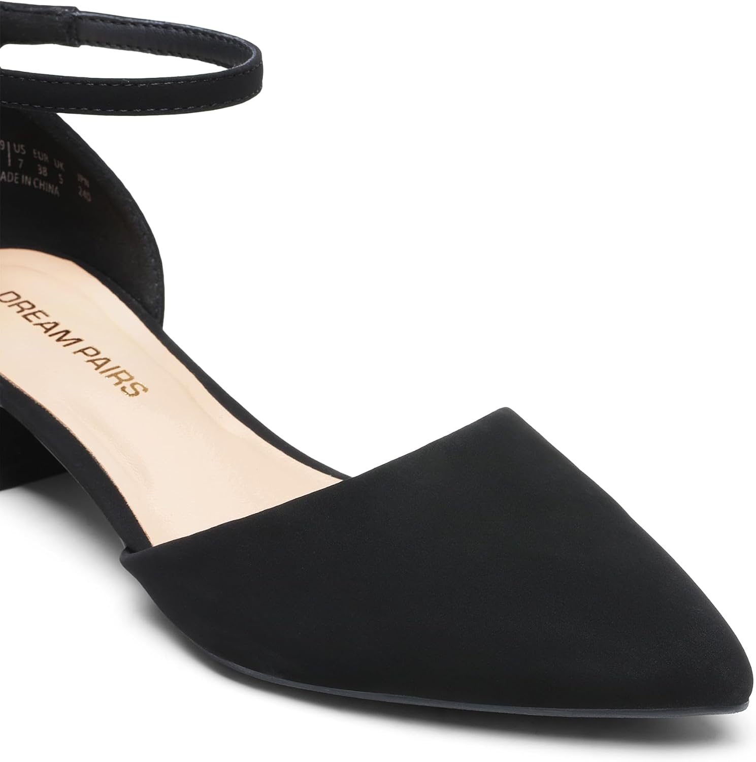 Detalle 1 de DREAM PAIRS Women's Pointed-Toe Dress Pumps, 1.38-Inch Block Heel and Ankle Strap