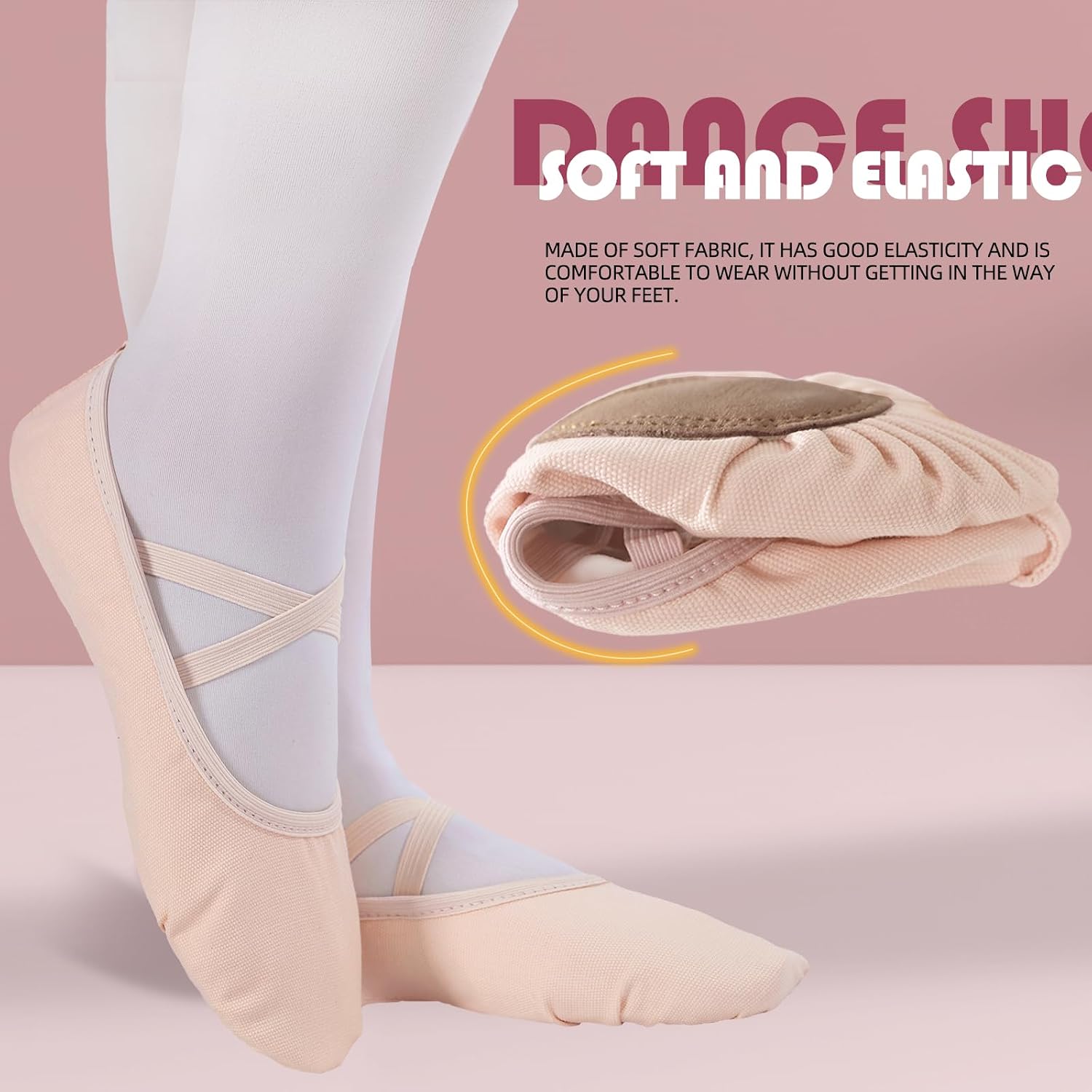 Detalle de Chaussons de ballet Acfoda en toile douce, antidérapants, lavage facile (tailles EU 22 à 44)