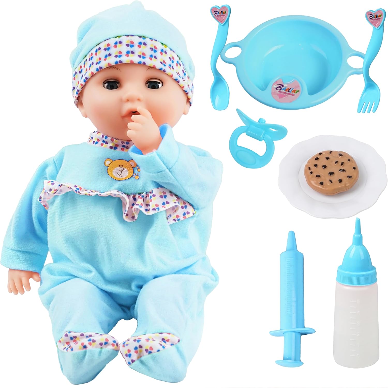 Detalle de Toy Choi's 16" Blue Talking Baby Doll – A Practical Mini Nurse or Caretaker Doll for Early Years
