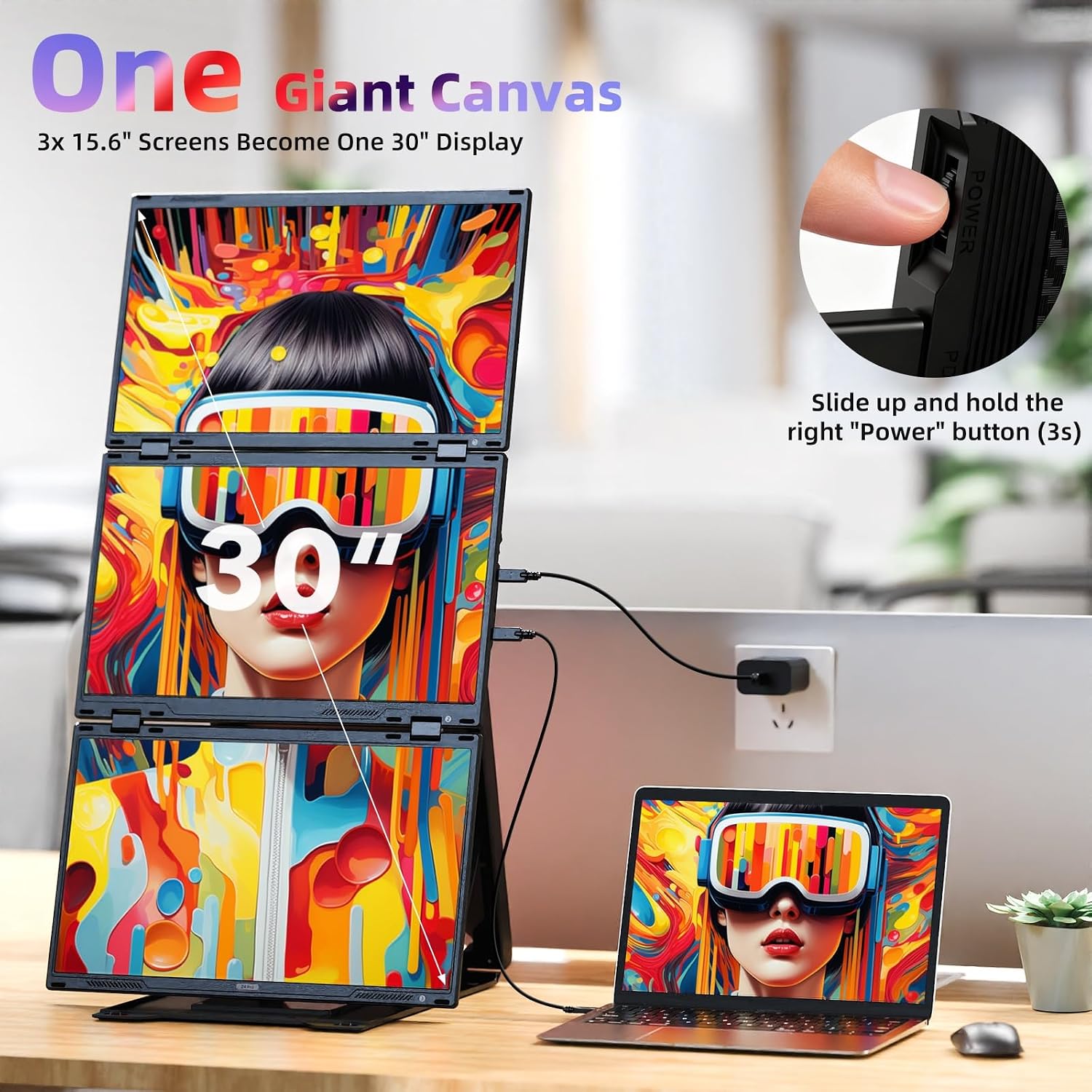 Detalle de Quad Laptop Screen Extender 15.6" 30" Combined
