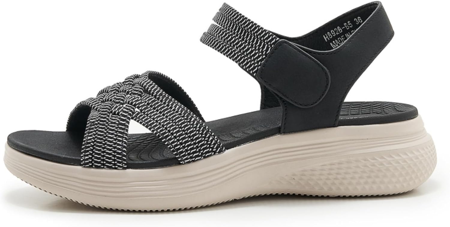Detalle 2 de SMajong Women's Flat Sandals with Arch Support and Elastic Strap