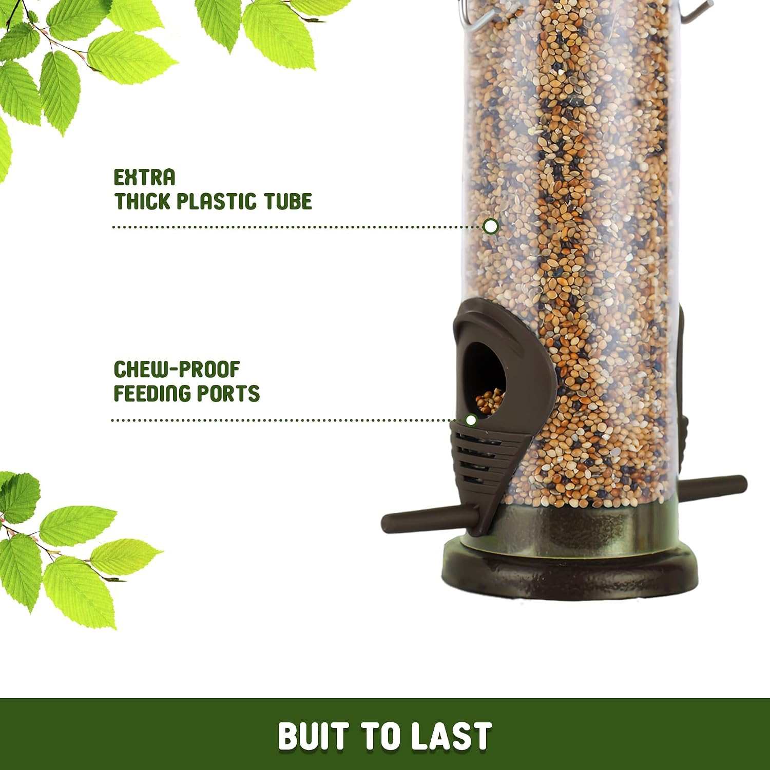 Thumbnail 3 de Hanging Bird Feeders: Copper Finish Metal Seed Feeder, 2-Port, Weatherproof and Heavy-Duty (2 Packs) for Garden