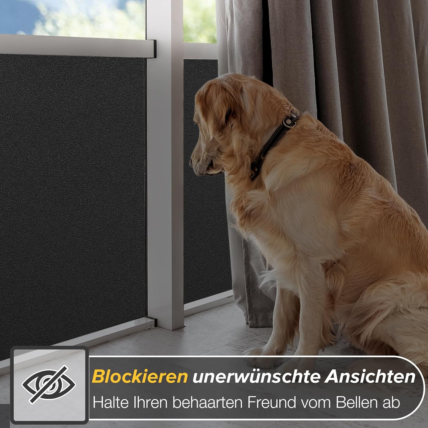 Thumbnail 2 de rabbitgoo Schwarze Fensterfolie Verdunklungsfolie mit Gitterdesign, 44,5 x 200 cm