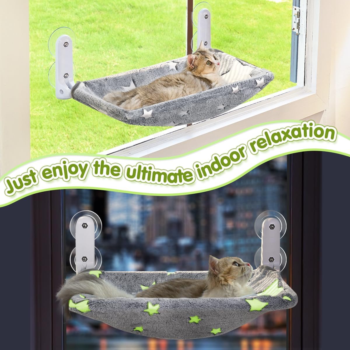 Thumbnail 6 de Zoratoo 2PC-S58 Cat Window Perch Set, Glow-in-the-Dark, Foldable