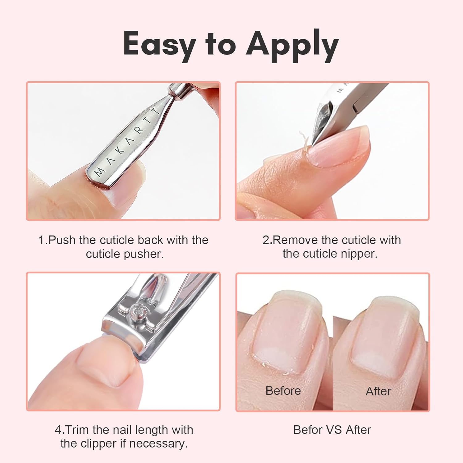 Thumbnail 4 de Makartt Cuticle Cutter with Pusher and Nipper – Cuticle Remover Tool Set