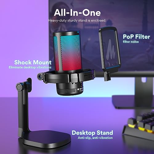 Thumbnail 7 de MAONO Microfono Gaming USB con cancelación de ruido y RGB – ideal para streaming y podcast