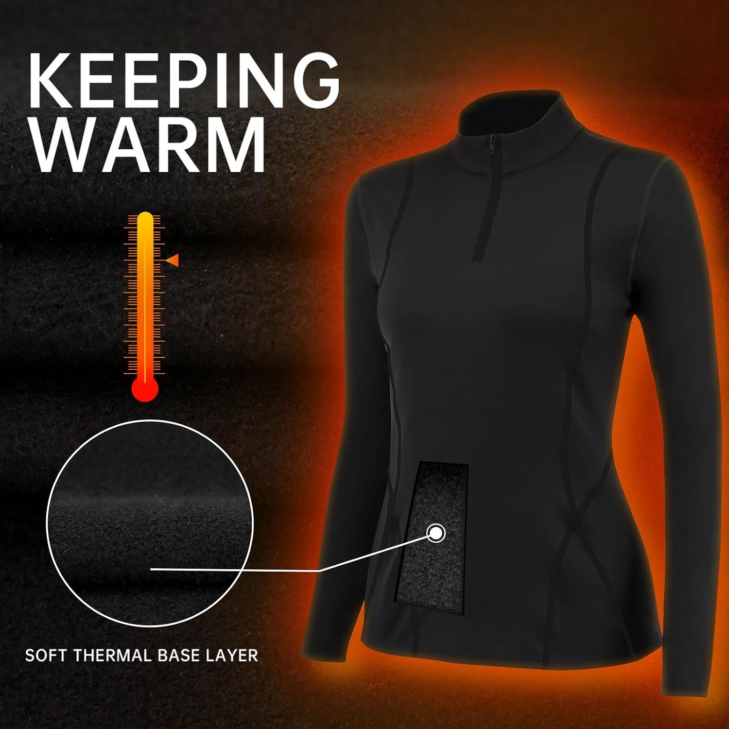 Detalle 2 de TERODACO Women’s Half Zip Thermal Base Layer with Micro Fleece