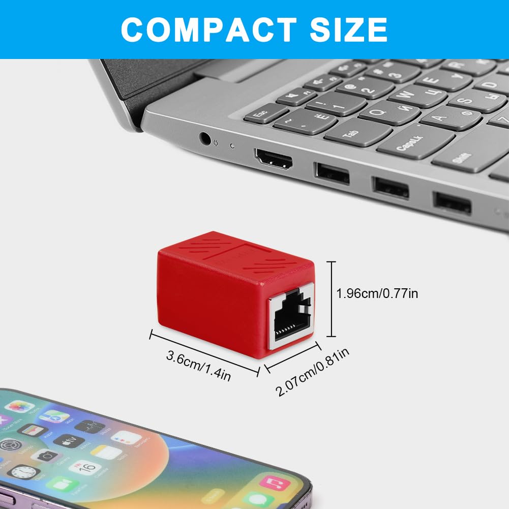 Thumbnail 1 de AXFEE 3PCS RJ45 Coupler: Female-to-Female Ethernet Extender (Red)