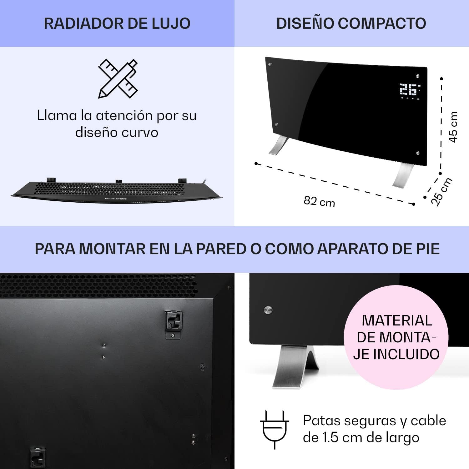 Thumbnail 5 de Klarstein Estufa Eléctrica 2000W Delgada Silenciosa con Termostato