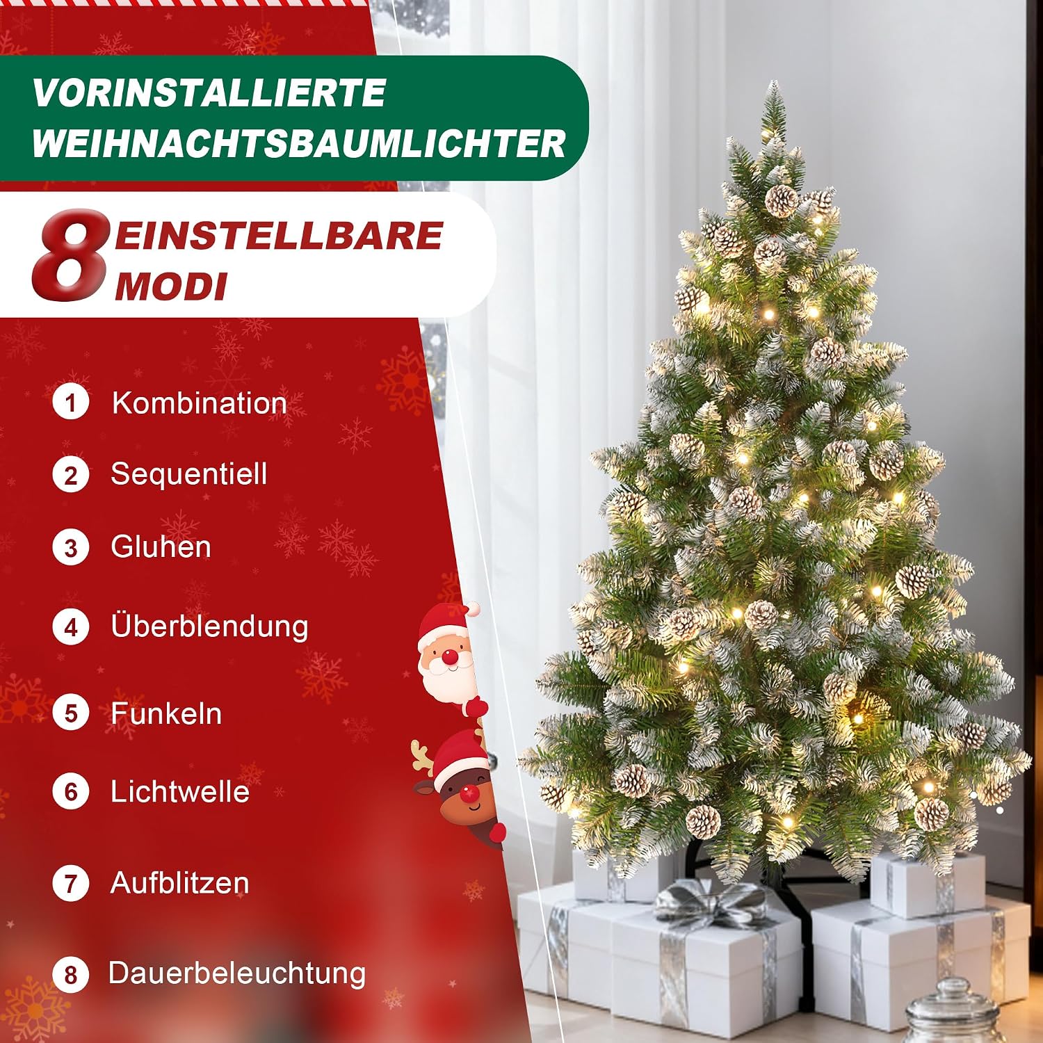Detalle de Aufun WTC1000C-31 kunstkerstboom 180 cm met 350 warmwitte leds