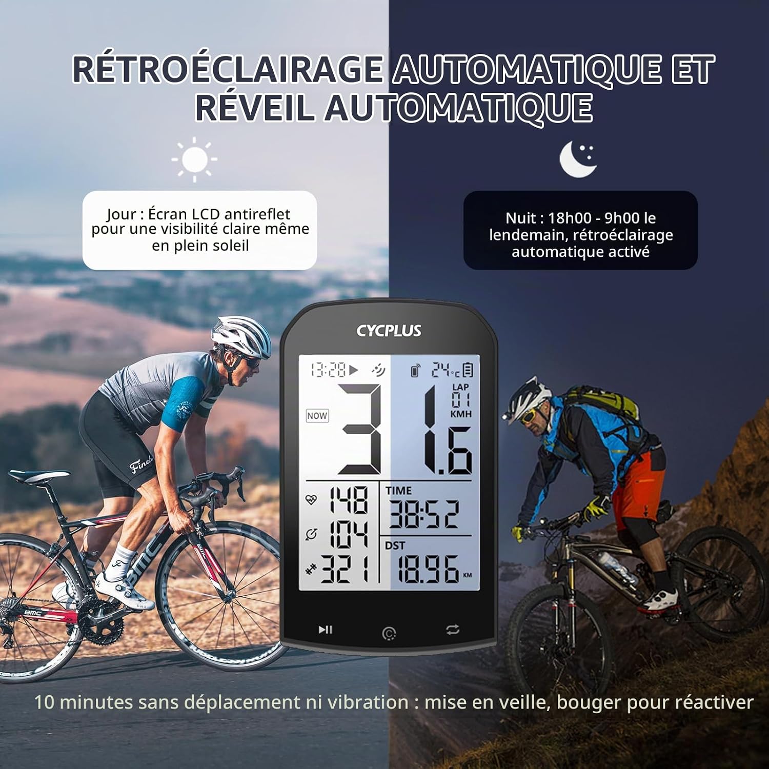 Thumbnail 5 de CYCPLUS M1 GPS-fietscomputer met 2,9-inch lcd, Bluetooth, ANT+ en IPX6